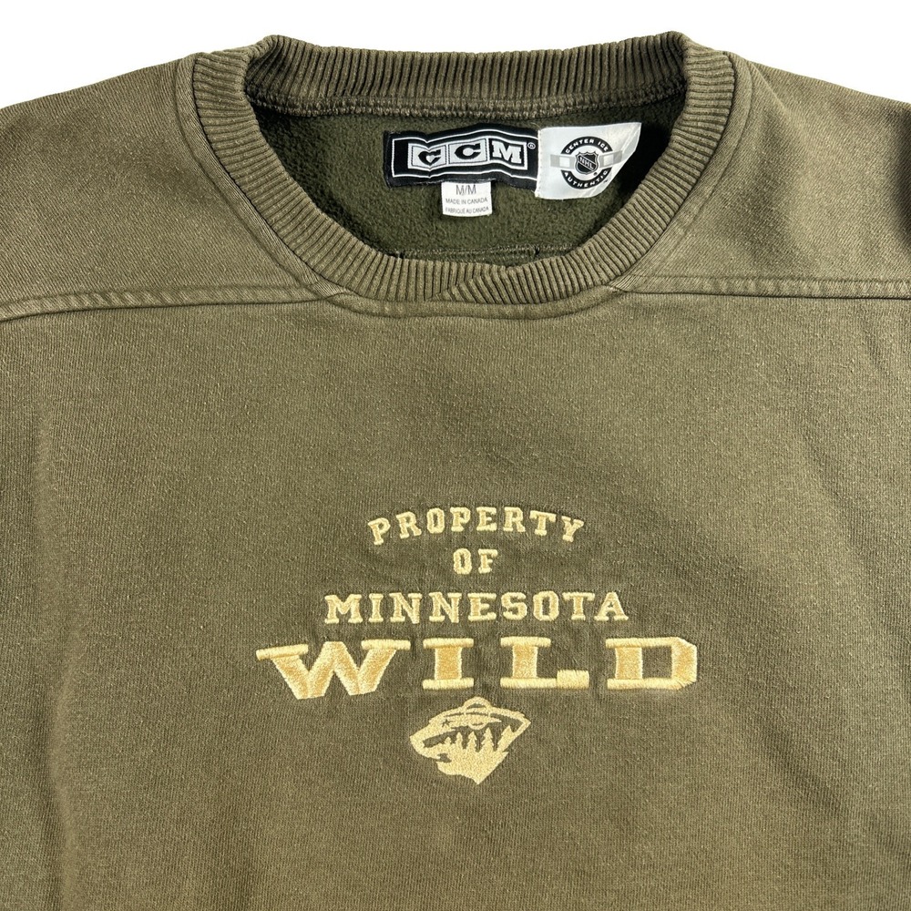 Minnesota Wild CCM Ice Hockey Green Sweatshirt Embroidered Logo Green Medium